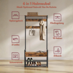 Kleiderständer mit Schuhschrank, Schubladen und Kleiderstange – ein 6-in-1-Möbelstück für den Flur - Image 4