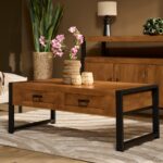 Couchtisch Britt | 2 Schubladen | Naturbelassenes Mangoholz | NEU